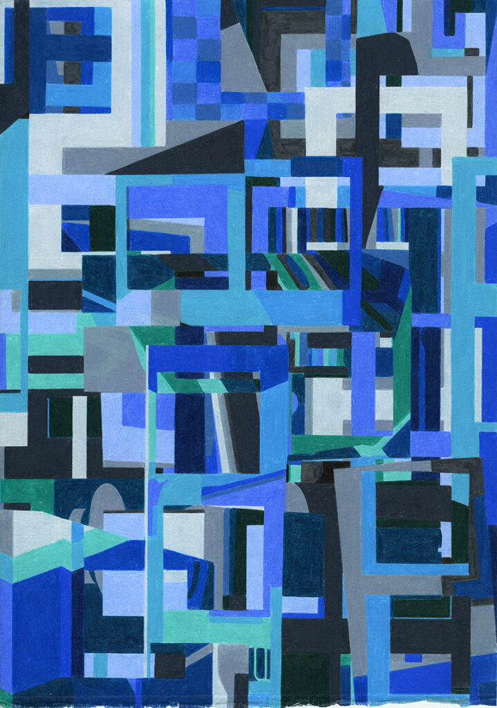 Stephan van den Burg | Untitled (Temporary Collage #2), 2024 | colored pencil on paper, 29.7 x 21 cm