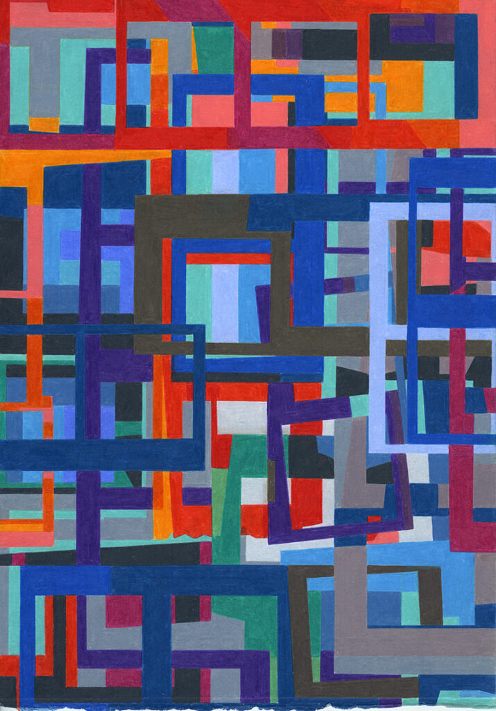 Stephan van den Burg | Untitled (Temporary Collage #3), 2024 | colored pencil on paper, 29.7 x 21 cm